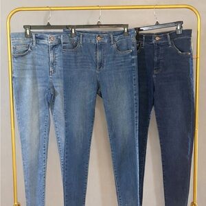 Express Women’s Size 10 Skinny Jeans — light, medium, & dark wash — raw hem